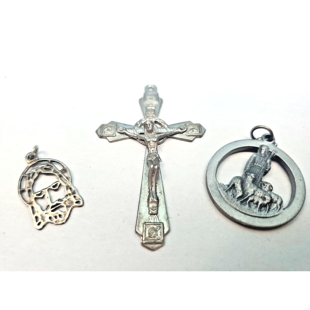 Vintage Lot 3 Religious Pendants Pardon Crucifix Cross Robert Schuller Hour...